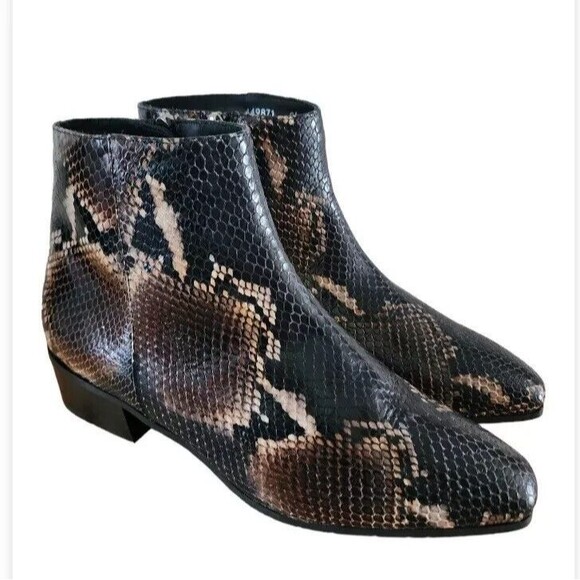Aquatalia Women's Faelyn Snakeskin Embossed Leather Ankle Boots Cameral … - Picture 1 of 14